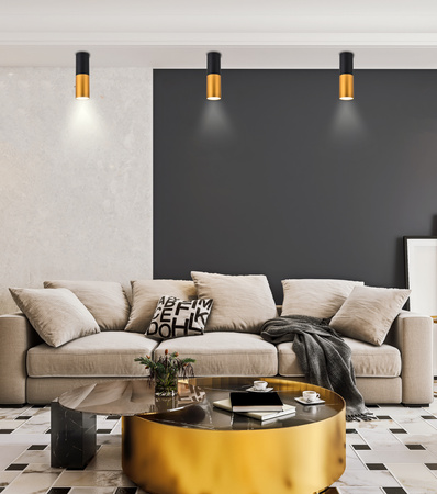 LAMPA SUFITOWA TUBA 1X15W GU10 5,8/20 CZARNO ZŁOTA Candellux 2282688