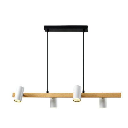 Xilo lampa sufitowa czarny+drewniany 4x25W GU10 klosz biały Candellux 33-38319