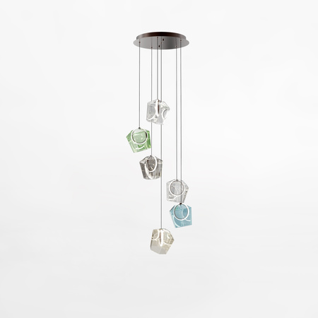 Lampa wisząca COLORE LED Zuma Line MD3350A-6BL/MIX - kolorowe szklane klosze