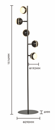 Lampa podłogowa piątka Biarritz czarny chrom Aviano Lighting 3047-505