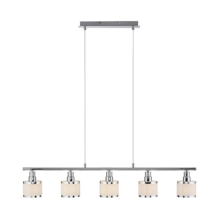 Lampa wisząca pięć szklanych kloszy na chromowanej belce  ACCOR Just Light 5xE14  15375-17