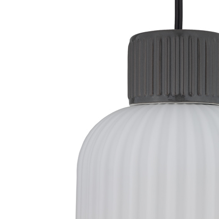 Lampa wisząca szklany ryflowany klosz + elementy szarej ceramiki 1xE27 AURORA A Nowodvorski 11969