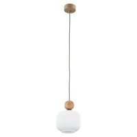 Lampa wisząca pojedyńcza ryflowany klosz oraz dodatek drewna BALLO 1xE14 Tk Lighting 11049