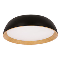 Calabria lampa sufitowa plafon czarno drewniany 24W LED 40x32 cm klosz biały Candellux 14-32805