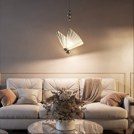 Lampa wisząca Mariposa Motyl 1 srebrna LED CCT Light Prestige LP-1715/1P CH