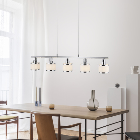 Lampa wisząca pięć szklanych kloszy na chromowanej belce  ACCOR Just Light 5xE14  15375-17