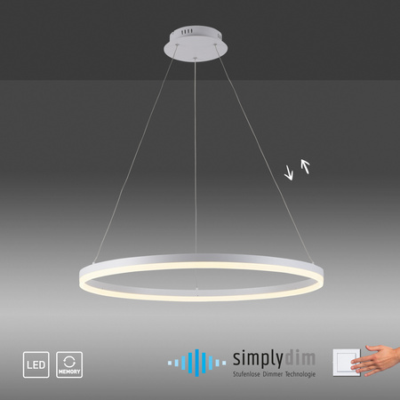 Lampa wisząca biały okrąg 80cm LED 3000K z wbudowanym ściemniaczem TITUS Paul Neuhaus 2383-16