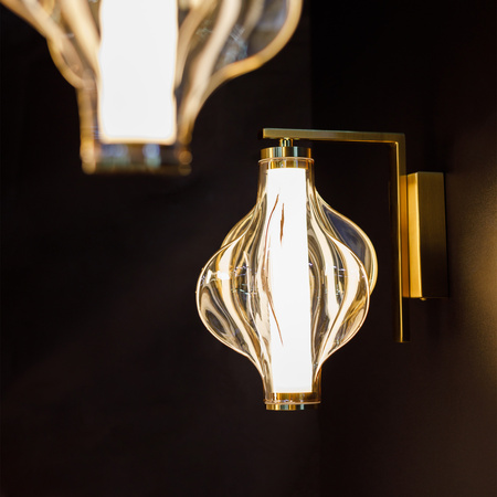 Nowoczesny kinkiet z ciekawym szklanym kloszem LED 3000K ELVA BRASS Tk Lighting 18218