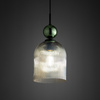 Lampa wisząca pojedyńcza karbowany szklany klosz z ozdobną zieloną szklaną kulą SOPHIA BIG GREEN COGNAC 1xE27 Tk Lighting 10776