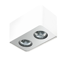 Biała prostokątna oprawa natynkowa z dodatkiem aluminium 2xGU10  NINO 2 WHITE/ALU PLAFON AZZARDO AZ1386
