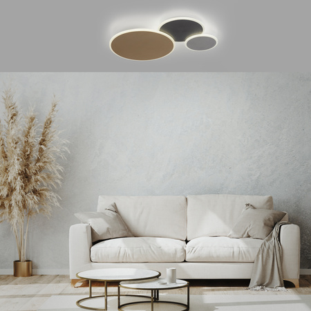 Lampa sufitowa trzy połączone koła o różnych odcieniach Q-PIATO Paul Neuhaus 8007-70 sterowana pilotem / smartfonem
