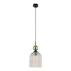 Lampa wisząca pojedyńcza karbowany szklany klosz z ozdobną zieloną szklaną kulą SOPHIA BIG GREEN COGNAC 1xE27 Tk Lighting 10776