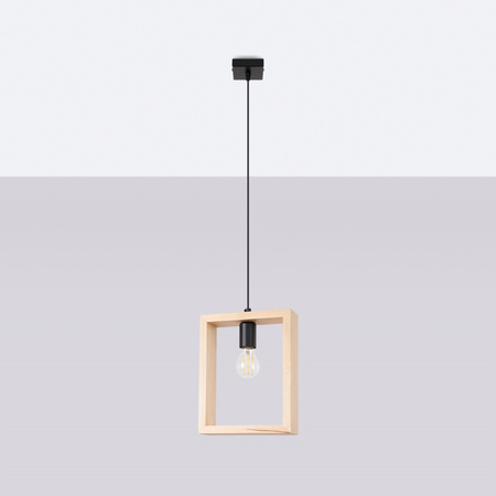 Lampa wisząca ARIES ramka drewniana naturalne drewno Sollux SL.1310
