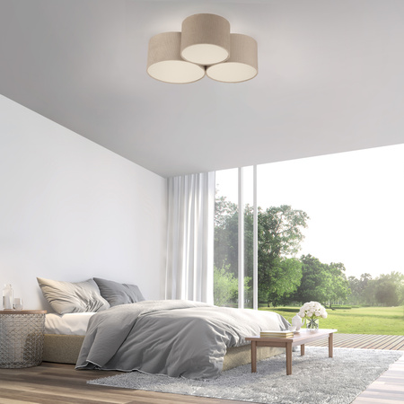 Beżowy plafon sufitowy składający się z trzech okragłych abażurów DURO 3xE27 Just Light 14890-39