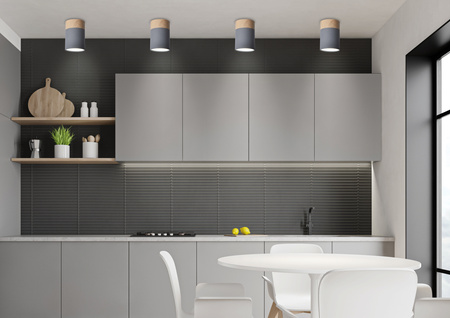 TUBA LAMPA SUFITOWA 1X15W GU10 6,8/10 SZARY+DREWNO Candellux 2284262