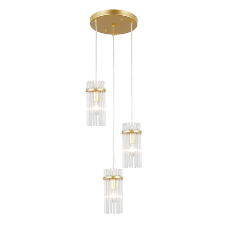 Potrójna złota lampa wisząca 3xE14 Merto Italux PND-40930-3A-GD