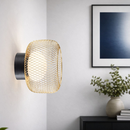 Lampa sufitowa okrągła 25cm siatkowa złota metalowa obudowa wraz z białym kloszem SOPRA 25 1xGX53 Candellux Studio 31-50984