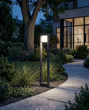 Ciemnoszara lampa ogrodowa LED z ramą 80 cm K-8265 z serii MILANO GREY