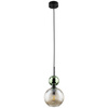 Lampa wisząca pojedyńcza z ryflowanym koniakowym kloszem i zieloną kulą SOPHIA GREEN COGNAC 1xE14 Tk Lighting 11145