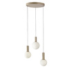 Lampa wisząca beżowa trzy białe klosze o różnych wielkościach na okrągłej podstawie TESTA 3xG9 Candellux Studio 33-50908