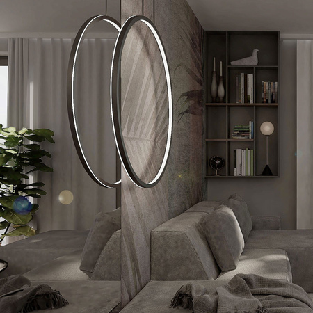 Lampa wisząca okrąg 60cm Mirror S czarna IP44 LED CCT Light Prestige LP-999/1P S BK CCT