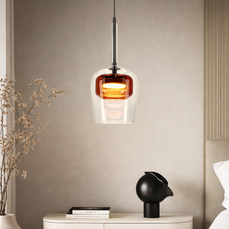 Lampa wisząca pojedyńcza z podwójnym kloszem bezbarwnym i brązowym GLAXI 1xGX53 Candellux Studio 31-50397