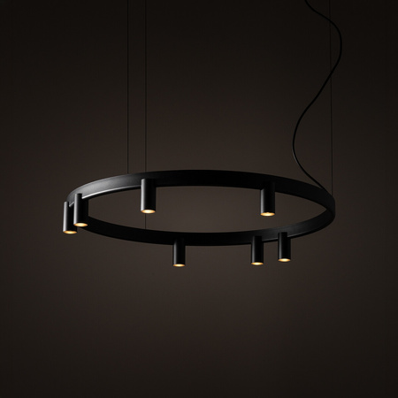 Lampa wisząca czarny pierścień 80cm z tubami 13xGU10 R35 i LED zintegrowany FOURTY  ROUND LED Nowodvorski 12285