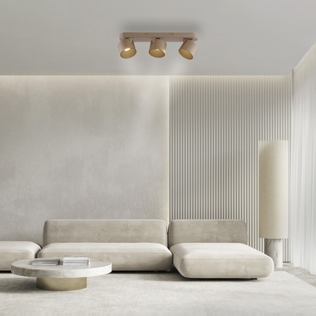 Brązowa podłużna lampa sufitowa trzy tuby LED 2700K PURE CUP Paul Neuhaus 6227-97 