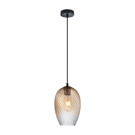 Lampa wisząca pojedyńcza bursztynowy klosz o średnicy 17cm 1xE27 Alias Italux PND-3663-1-BRO-AMB