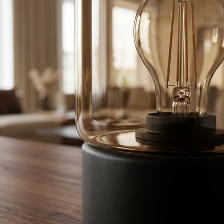 Czarna lampka stołowa z bursztynowym kloszem VERA Kaja Lighting K-5980