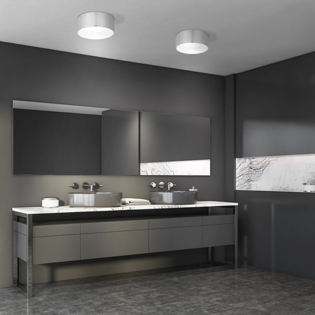 Chromowany plafon łazienkowy o średnicy 30cm LIVO CHROM S 2XE27 IP54 Tk Lighting 11476