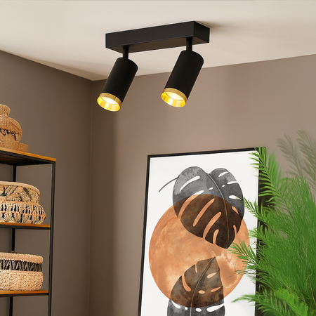 Oprawa Mica Spot Czarny + Złoty 2xGU10 Milagro ML2096