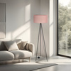 Czarna lampa podłogowa trójnóg abażur jasno wrzosowy SHANTI 1xE27 Candellux Studio 51-38715