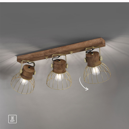 Lampa sufitowa potrójna industrialna matowy mosiądz 3xE27 Alami Just Light 11488-60
