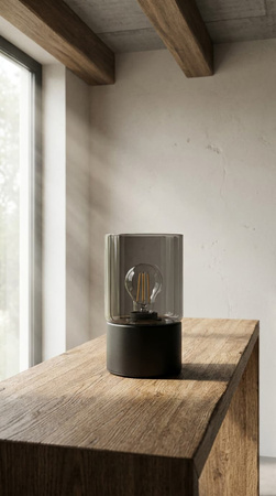 Czarna lampka stołowa z grafitowym kloszem DEX Kaja Lighting  K-6050