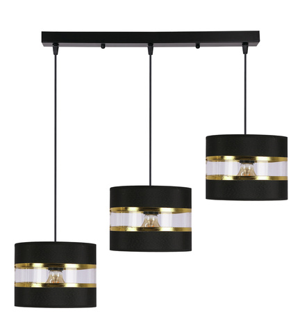 PANDY lampa wisząca czarny 3x40W E27 abażur czarny+złoty Candellux 33-37596