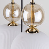 Lampa wisząca pięć zwisów szklane karbowane klosze SOPHIA COGNAC WHITE 5XE14 Tk Lighting 11593