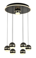 Lampa wisząca siódemka okrągła Biarritz czarny chrom Aviano Lighting 5047-805
