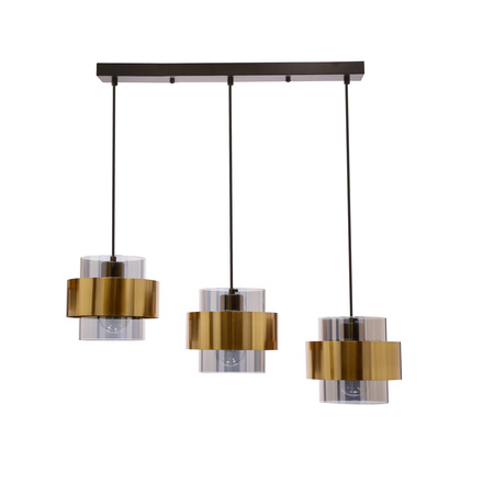 Spiega lampa wisząca czarny+mosiężny 3x60W E27 klosz dymiony Candellux 33-32027