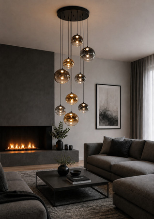 Lampa wisząca dziewiątka okrągła Pesaro czarna Aviano Lighting 5082-902
