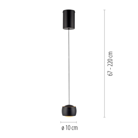  Lampa wisząca pojedyńcza czarna kula LED 3000K z funkcją ComfortLift BALLINI Just Light 15260-18