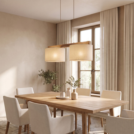 Lampa wisząca dwa abażurki na drewnianej belce VIGA SHADE SOSNA 2xE27 Tk Lighting 11881