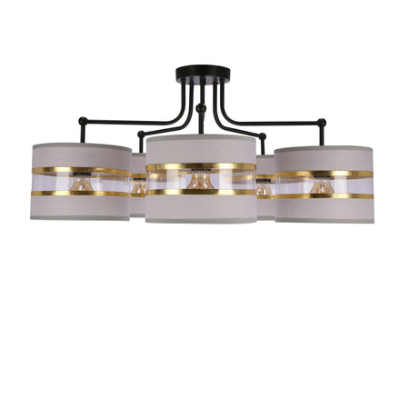 Andy lampa wisząca czarny 5x40w e27 abażur szary+złoty Candellux 35-00521