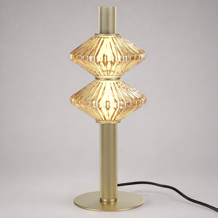 Lampka nocna ryflowana złota tuba ze szklanymi kloszami Padre Gold 9W LED 3000K Milagro ML2801