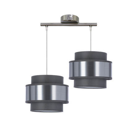 Hare lampa wisząca chromowy 2x60w e27 abażur szary+srebrny Candellux 32-18489