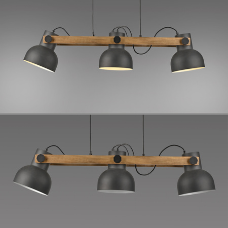 Lampa wisząca potrójna drewniana z trzema metalowymi kloszami CUP 2.0 3xE27 Just Light 15743-18
