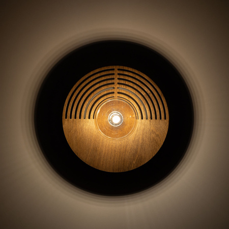 Okrągły ozdobny kinkiet drewniany 25cm ze szklanym kloszem LUNAR WOOD 1xG9 Tk Lighting 11013