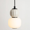 Lampa wisząca pojedyńcza opalowy klosz z ryflowaną jasnoszarą ozdobną kulą Modern 5W Maxlight P0624