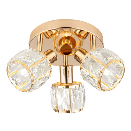 DUBAI LAMPA SUFITOWA PLAFON SAT ZŁOTY 3X40W E14 KLOSZ ZŁOTY Z KRYSZT TRANSP Candellux 98-23506