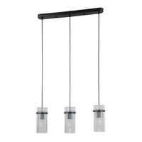 Lampa wisząca czarna trzy zwisy szklane rurki 3xE14 Merto Italux PND-40930-3B-BK